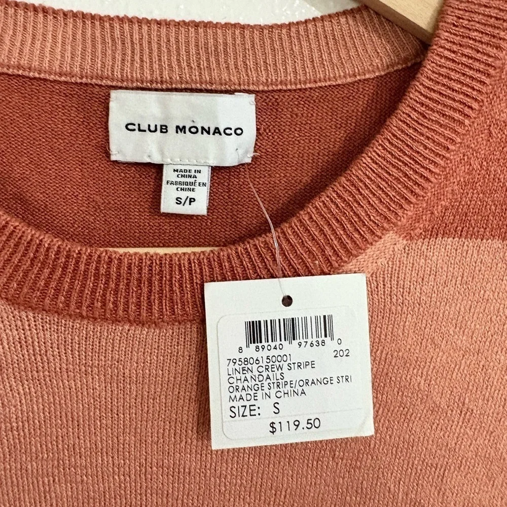 Club Monaco Striped Linen Crew Sweater